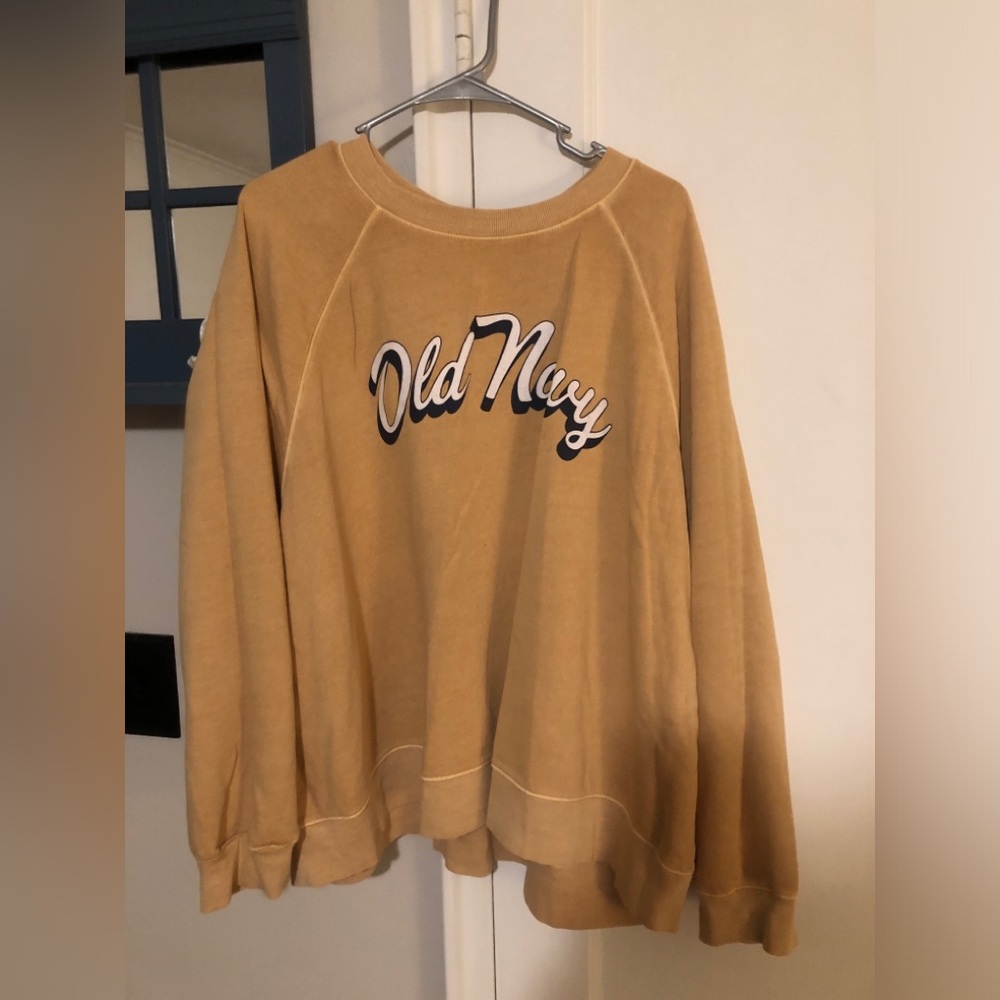 Old Navy Mustard Yellow Crewneck Sweatshirt with Logo